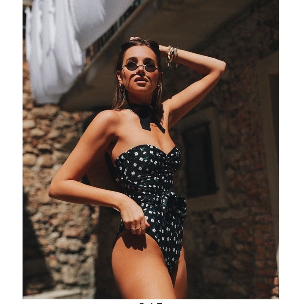 Onia x weworewhat black daisy one piece swimsuit S